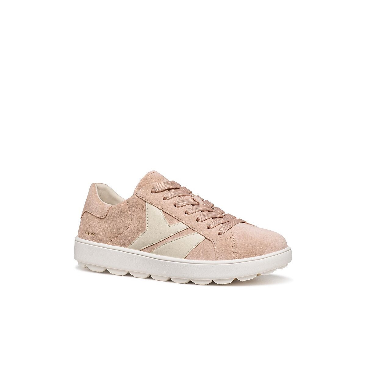 Ademende leren sneakers, SPHERICA ECUB-1 beige/roze, GEOX