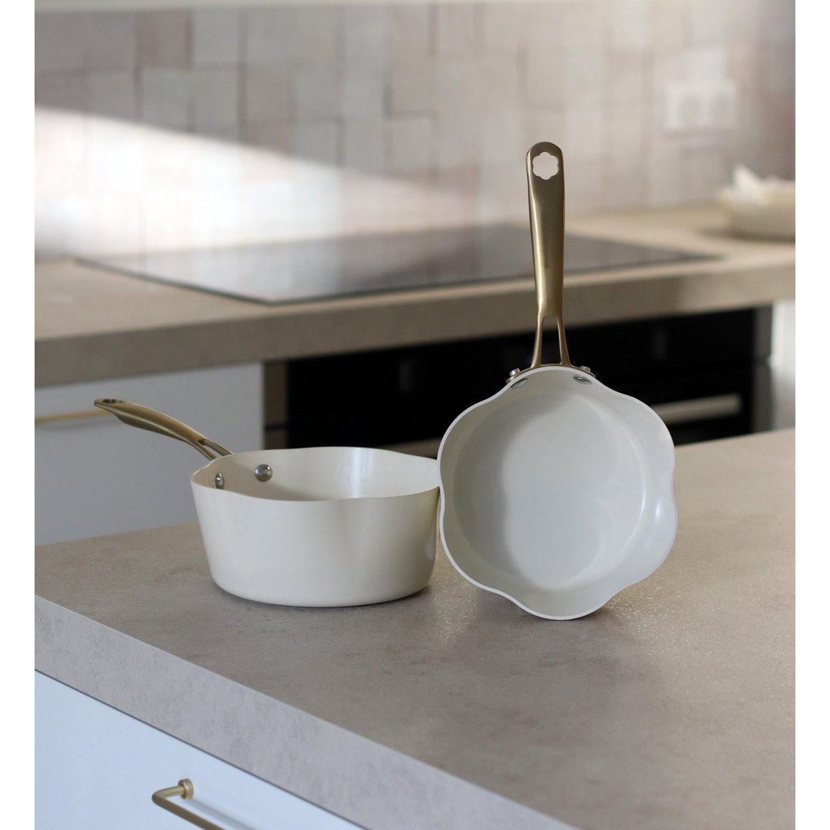 Casserole en aluminium recyclé, DAHLIA beige-or, MENASTYL