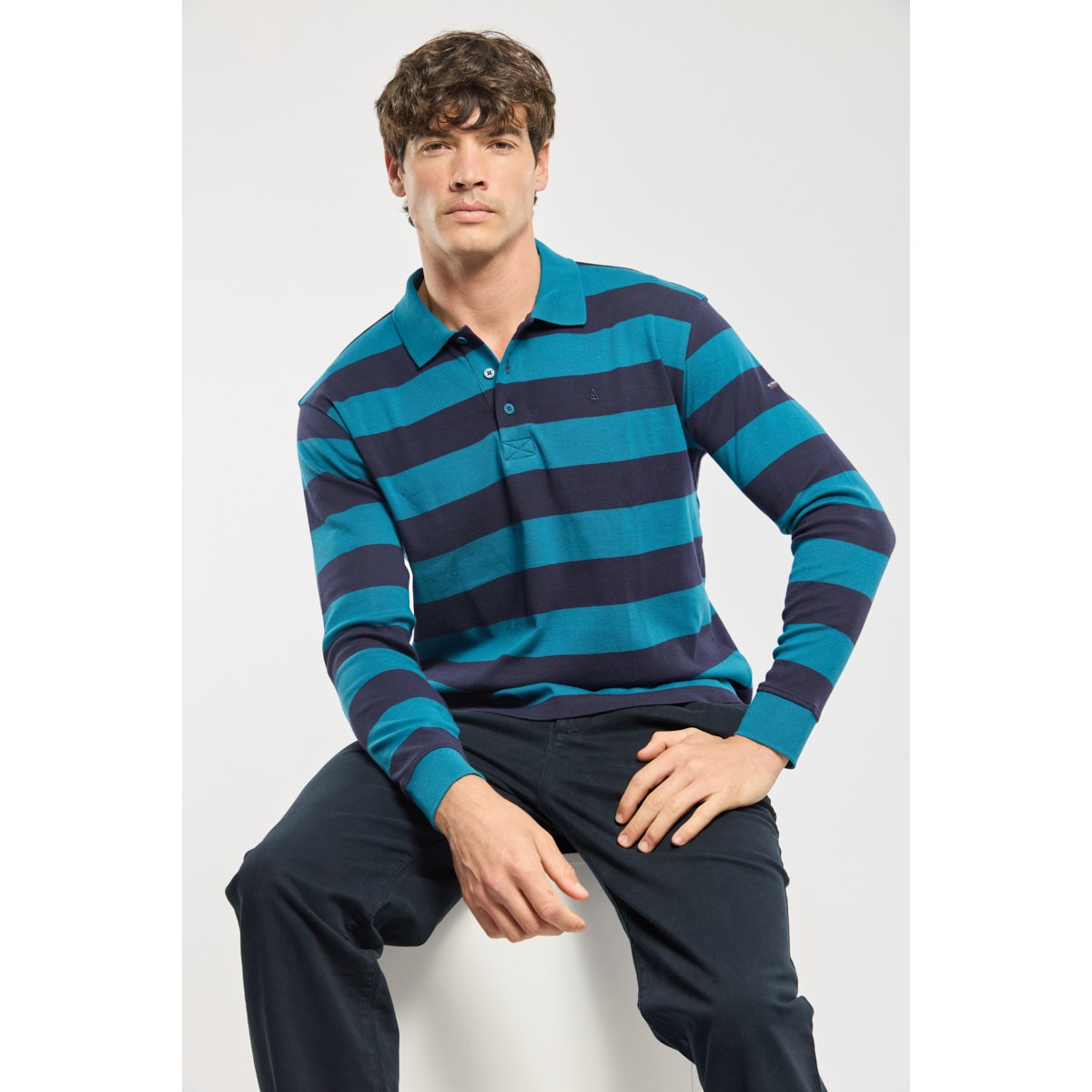 Polo rayé - coton bleu glacial/navire, ARMOR-LUX