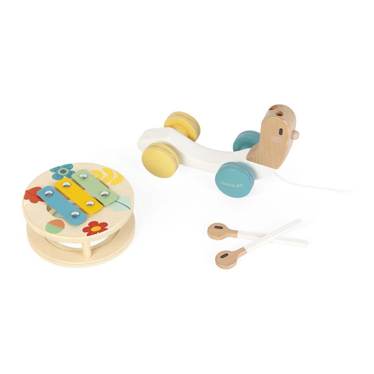 Jouet à tirer escargot à promener pure multicolore, JANOD