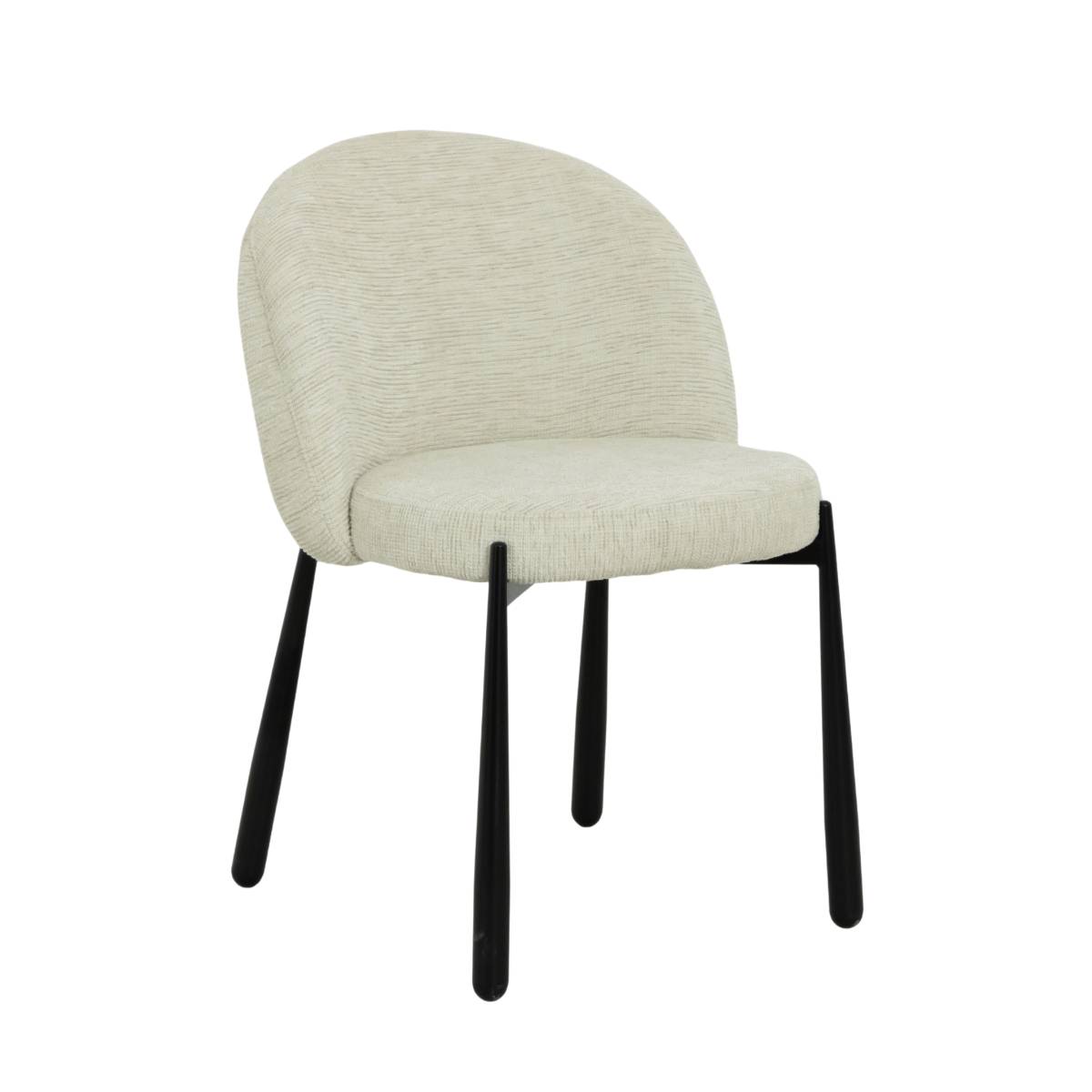 Lot de 2 chaises en tissu ONDINE blanc, MADE IN MEUBLES