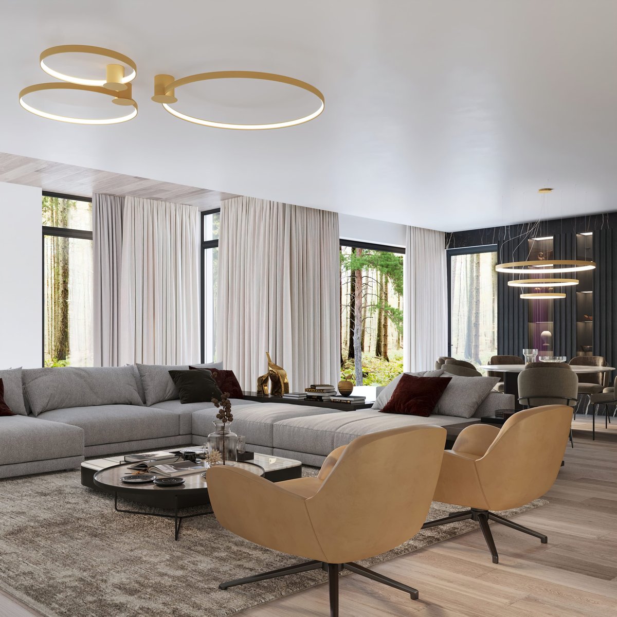 Plafonnier Aluminium Doré LED 1 Rio doré, EDEN