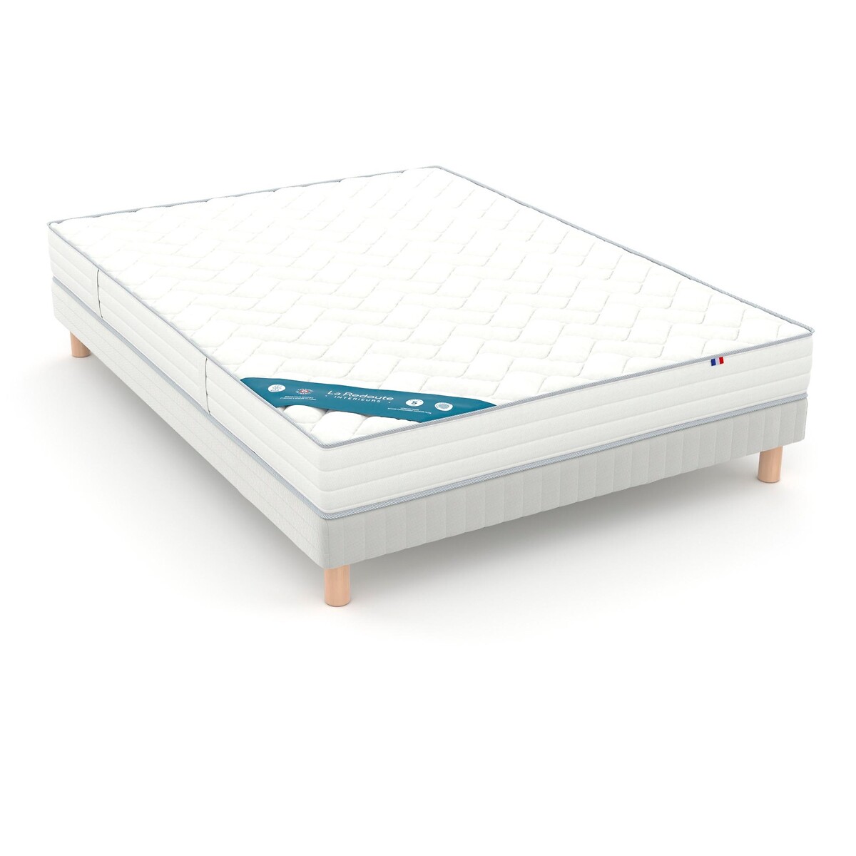 Ensemble matelas mousse HR 35 kg/m3, ferme, accueil mémoire de forme + sommier ecru, LA REDOUTE INTERIEURS