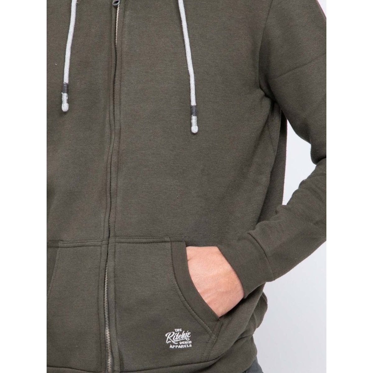 Sweat Zippé Capuche Wamin gris clair, RITCHIE