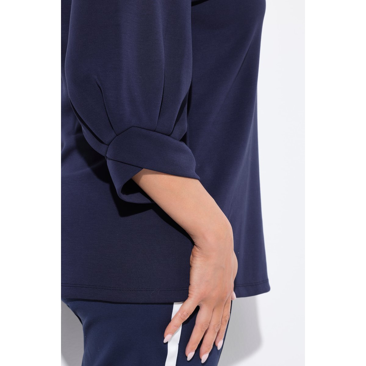 Sweat-shirt avec plis fantaisie marine, ULLA POPKEN