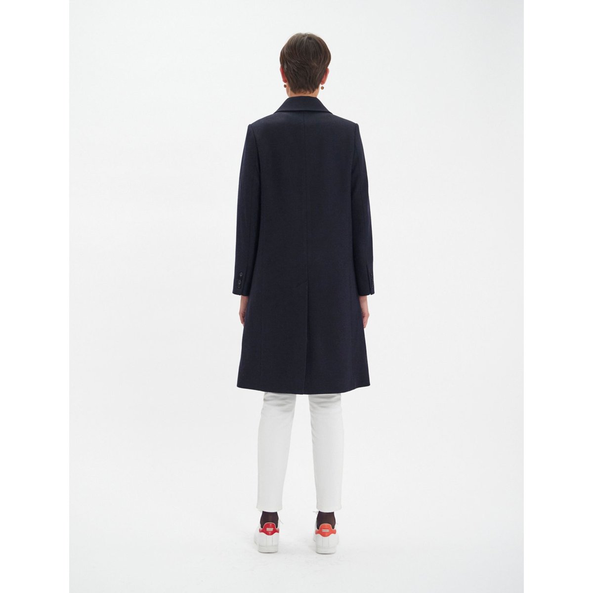 Manteau en lainage à chevrons franck bleu, INES DE LA FRESSANGE PARIS
