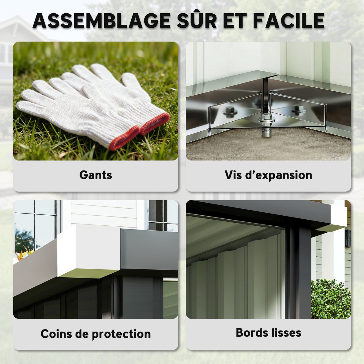 Abri pour tondeuse à gazon Acier galvanisé gris, OUTSUNNY
