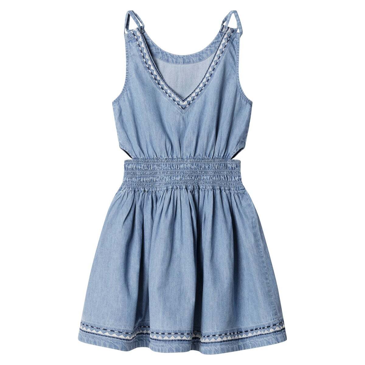 Robe Courte En Denim À Bretelles bleu clair, PEPE JEANS