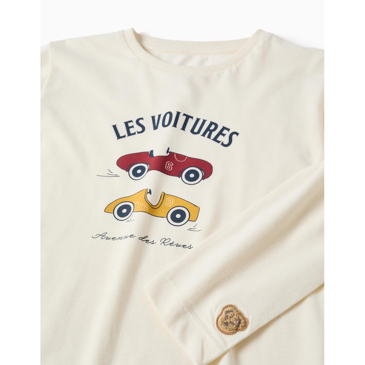 Pyjama en coton avec imprimé de voitures de course blanc, ZIPPY