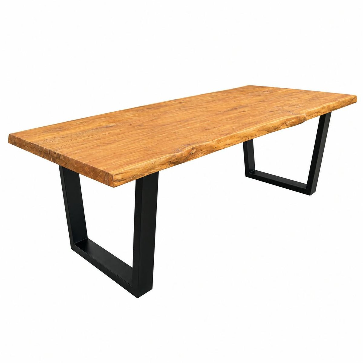 Table à manger bois de teck recyclé, pieds en U 240 cm TIMOR bois naturel, PIER IMPORT