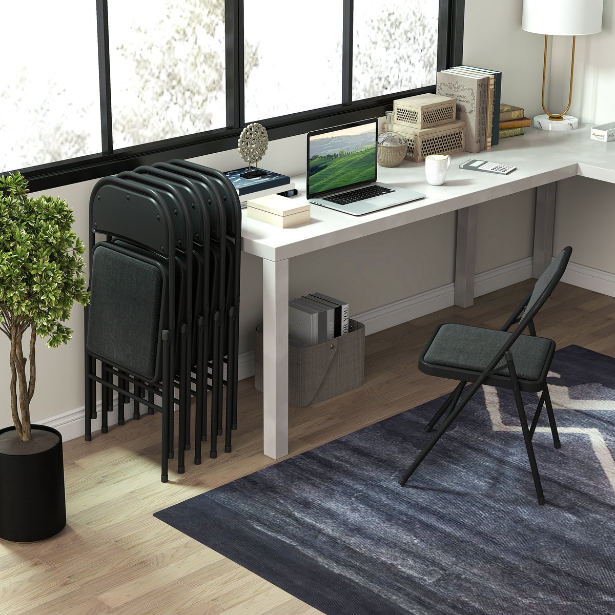 Chaise pliante Polyester Noir noir, HOMCOM