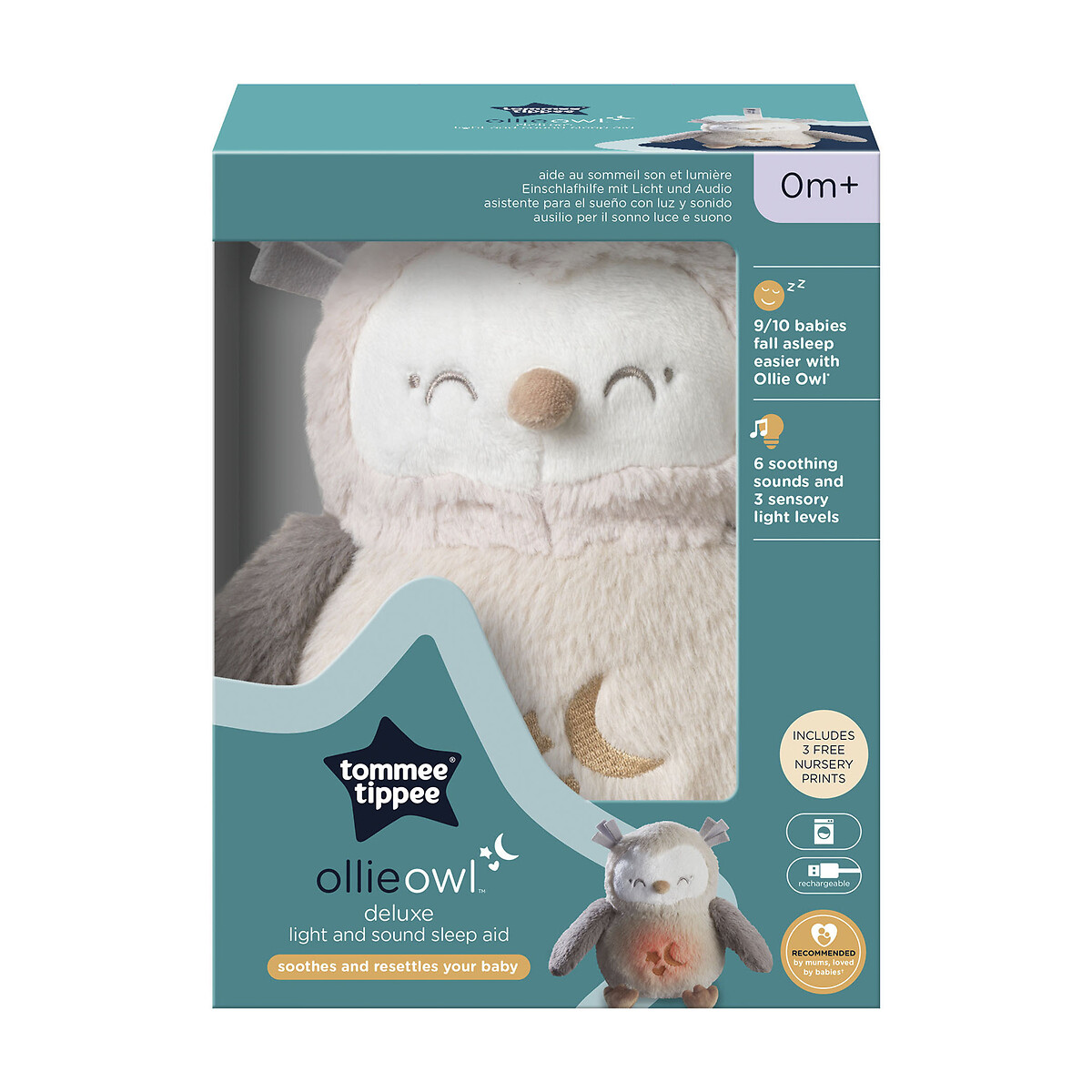 Peluche aide au sommeil rechargeable Chouette gris/blanc, TOMMEE TIPPEE