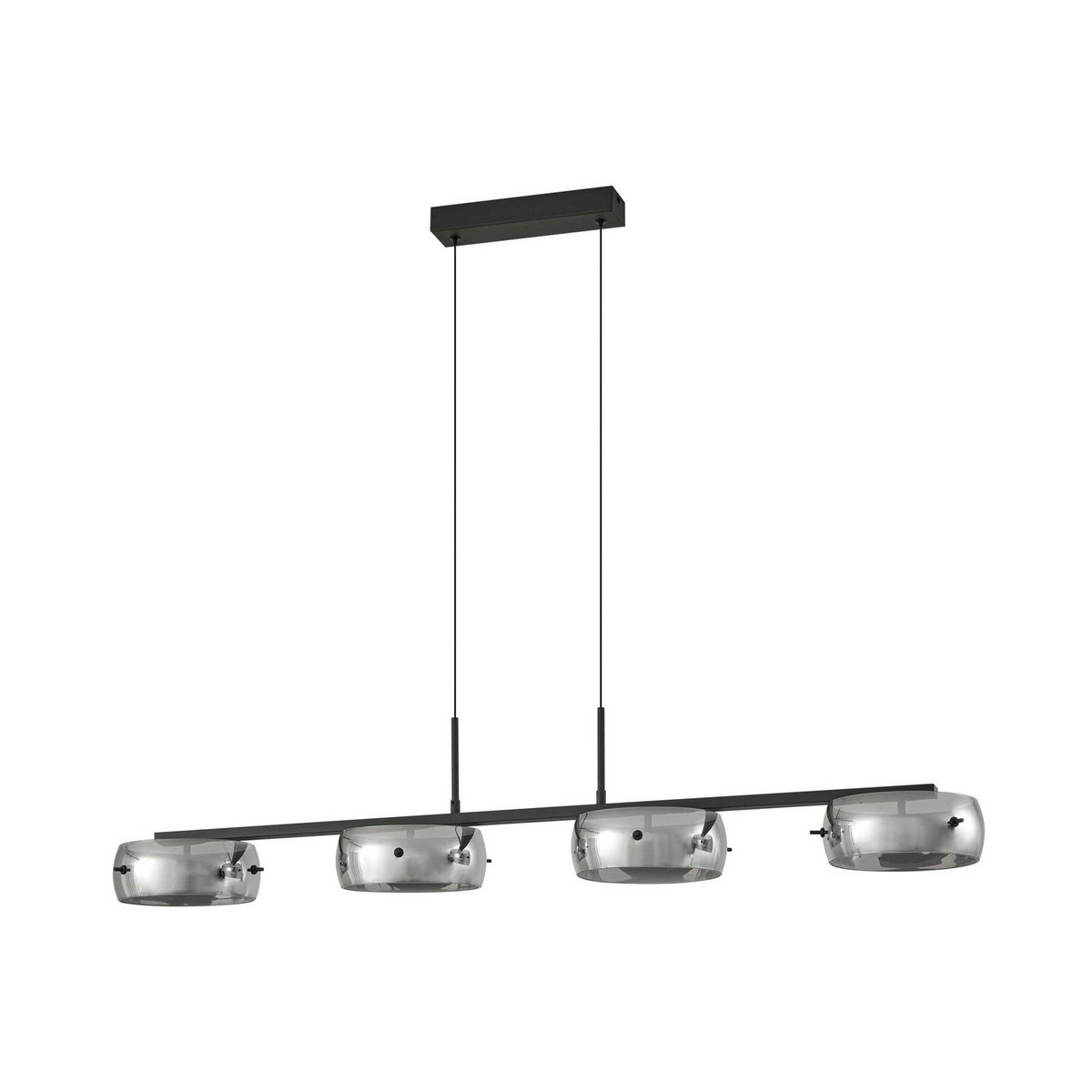 Suspension en verre moderneLED, Martis noir, gris fumé, LUCANDE