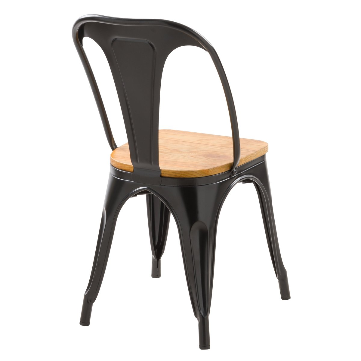 Lot de 2 chaises en métal d'orme - YOANNA noir et bois clair, MAISON PAVANE