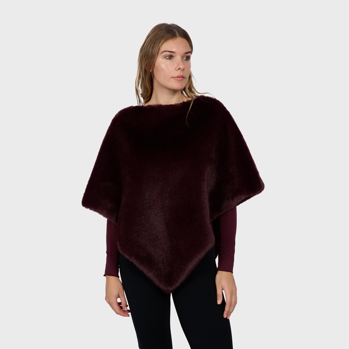 Poncho à coupe ample MEGEVE bordeaux, OAKWOOD