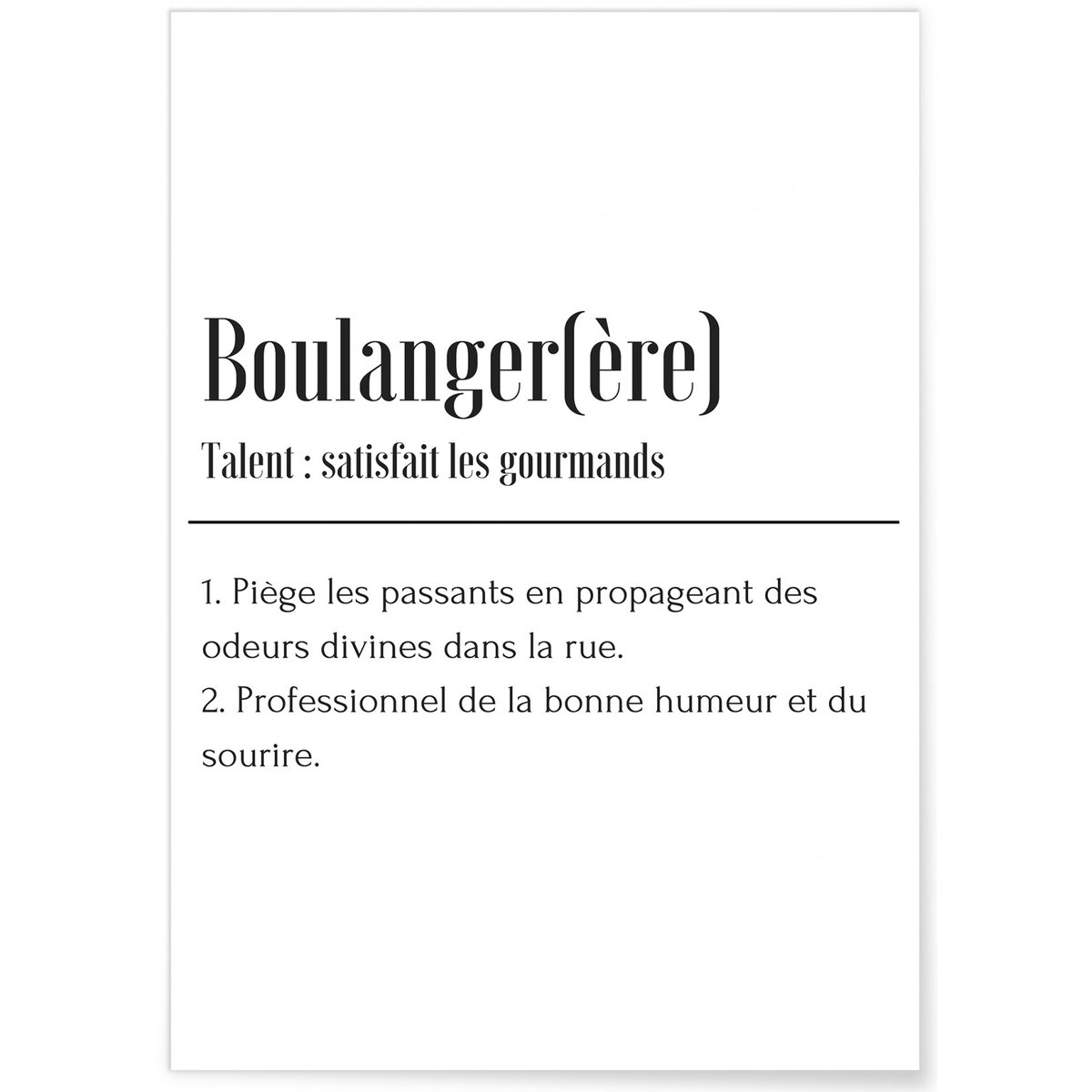 Affiche Définition Boulanger blanc, L'AFFICHERIE