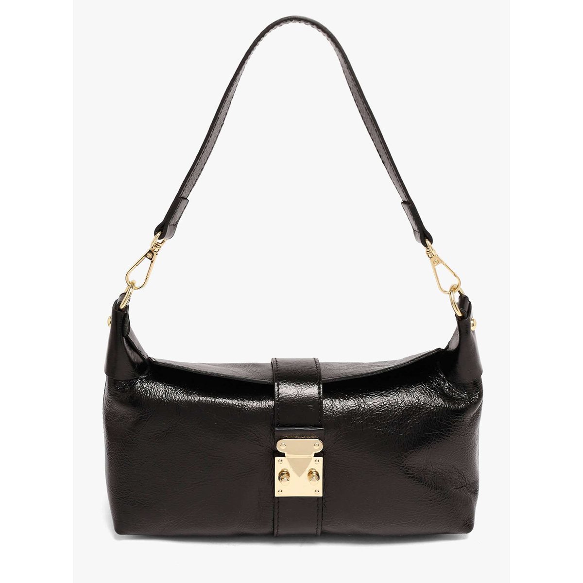 Sac porté épaule Shiny sauvage cuir nero, MILANO