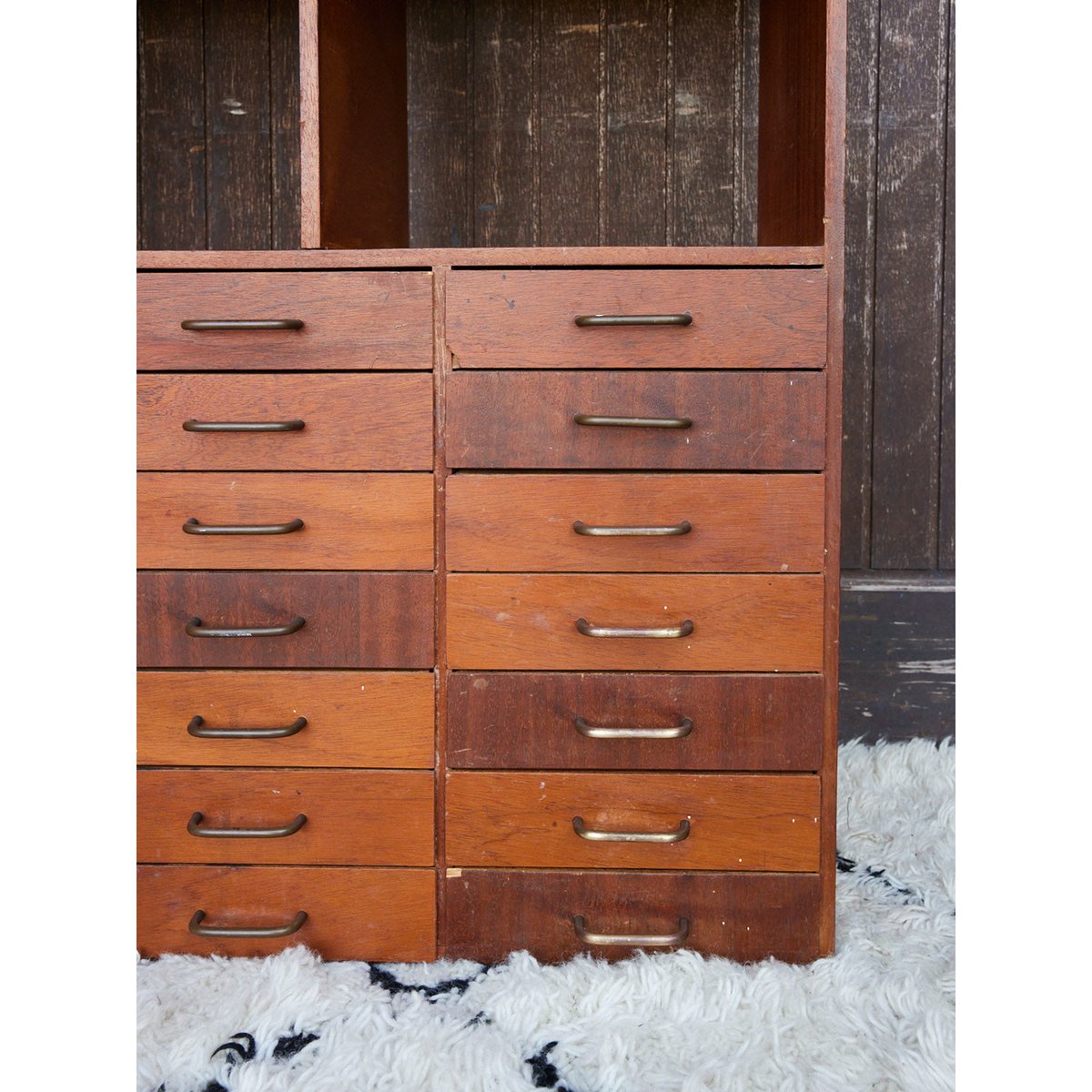 Meuble de métier en bois foncé Fernand N°484 - Bon état bois foncé, DEBONGOUT
