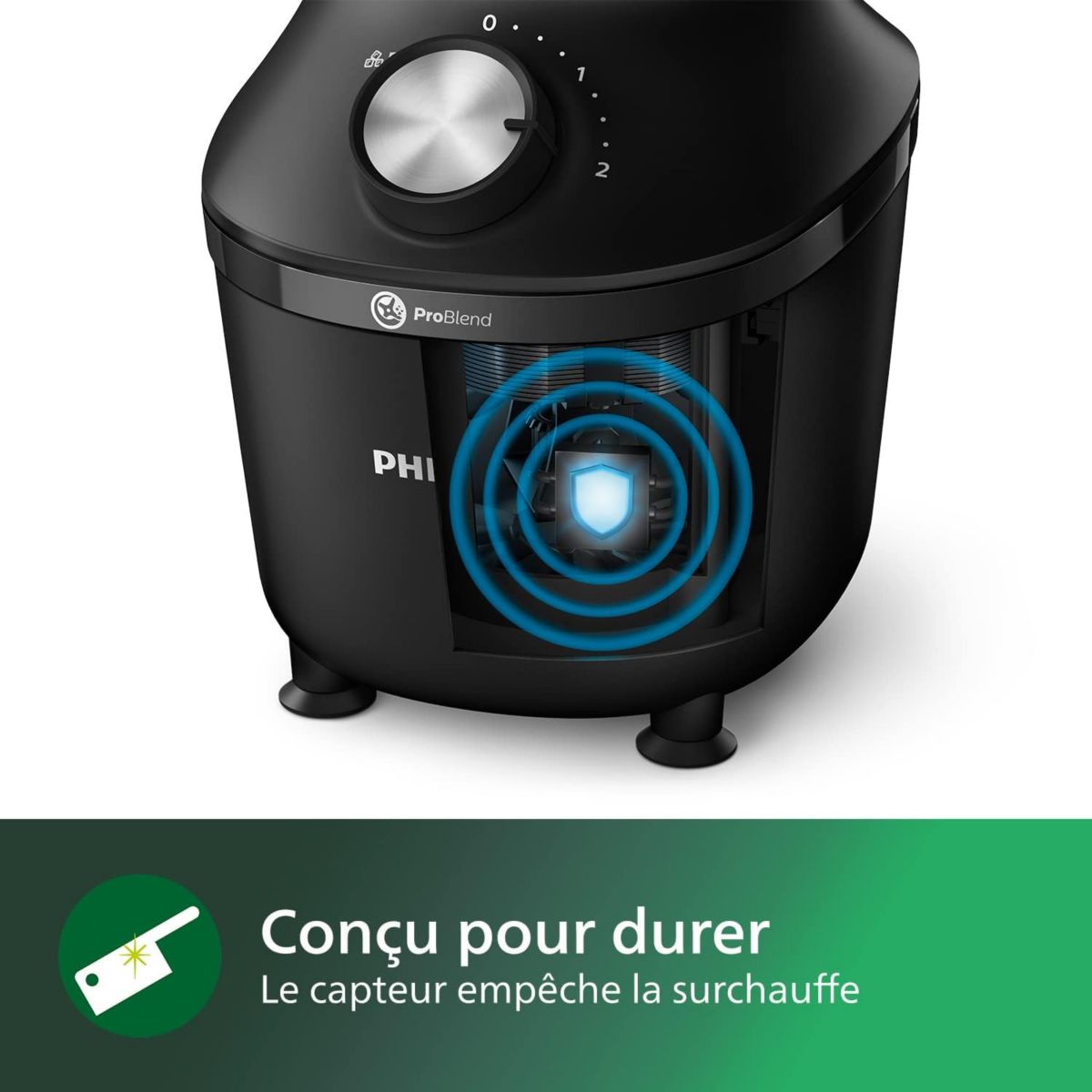 Blender HR2291/01 Blender mixeur noir Série 3000 2L, 600W noir, PHILIPS