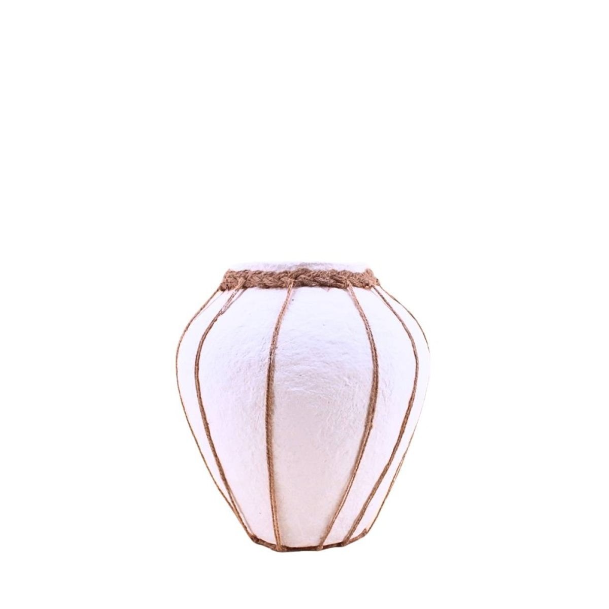Vase en papier maché déco jute, H25cm blanc, ORNAMI