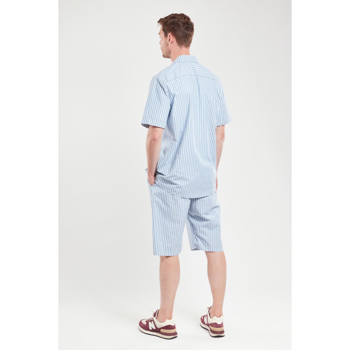 Short à rayures en coton raye bleu, ARMOR-LUX