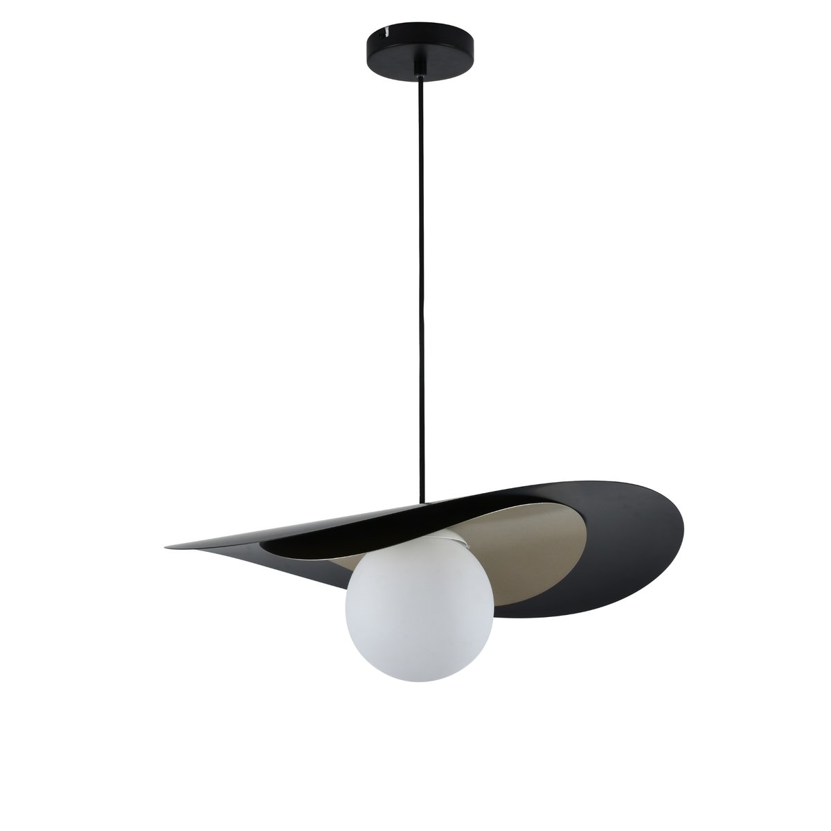 Suspension en métal 50 cm - IRIS noir et doré, MAISON PAVANE