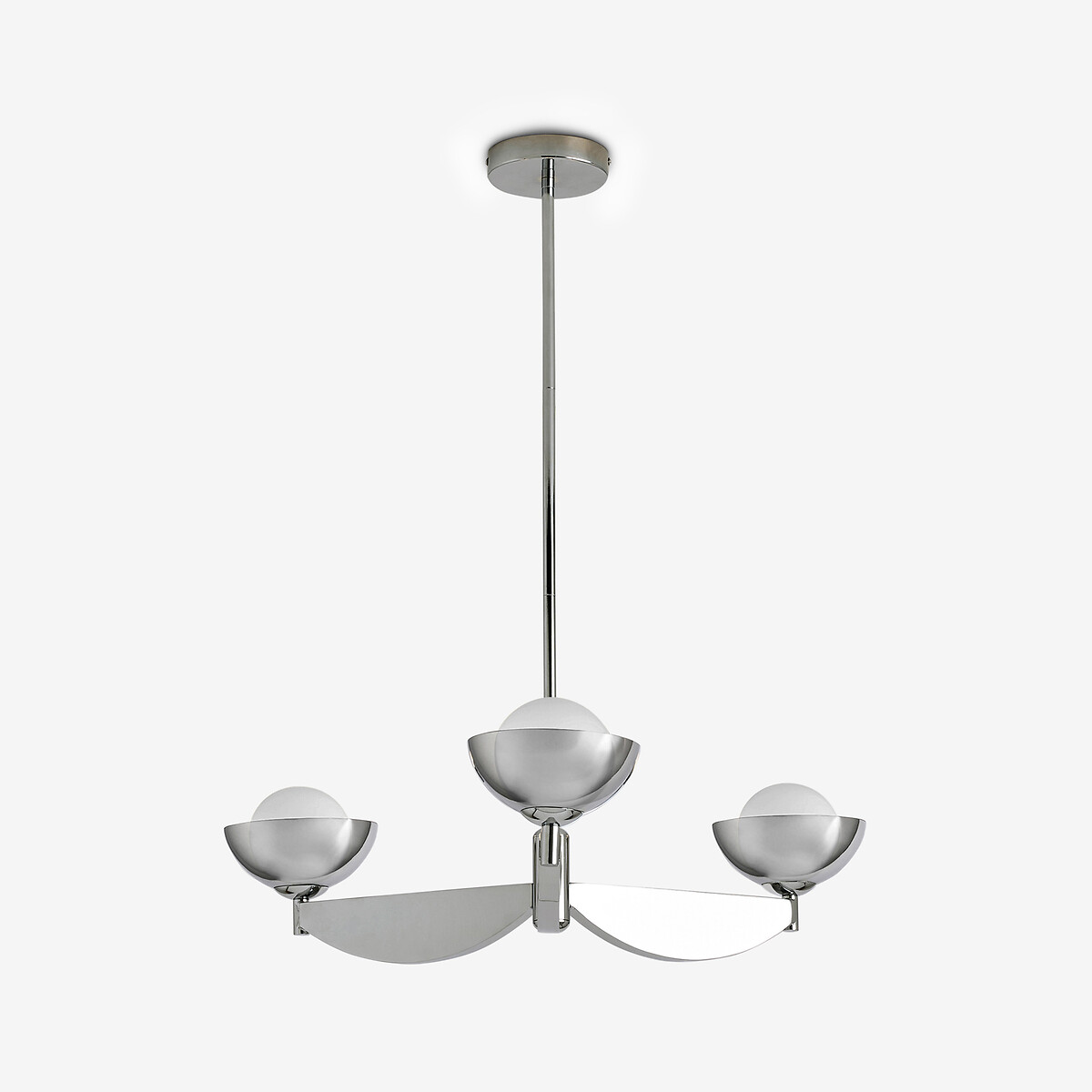 MADE.COM Layla 3-Light Opal Globe Pendant Light chrome, MADE