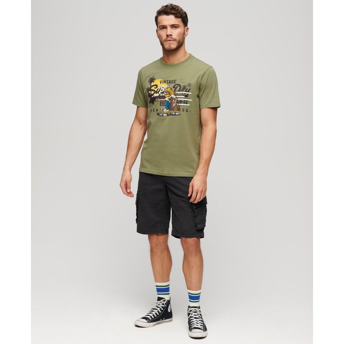 T-shirt à motif LA vert pétrole, SUPERDRY