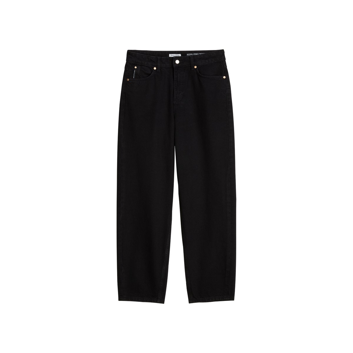 Jeans modèle Stine, coupe  barrel  et longueur raccourcie en denim rigide noir, MARC O’POLO DENIM