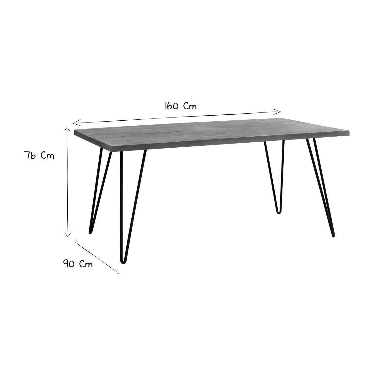 Table à manger en bois manguier massif L160 cm VIBES naturel, MILIBOO
