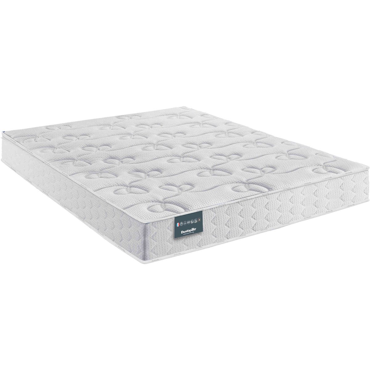 Matelas 100% latex très ferme, 20cm DAHLIA blanc, DUNLOPILLO