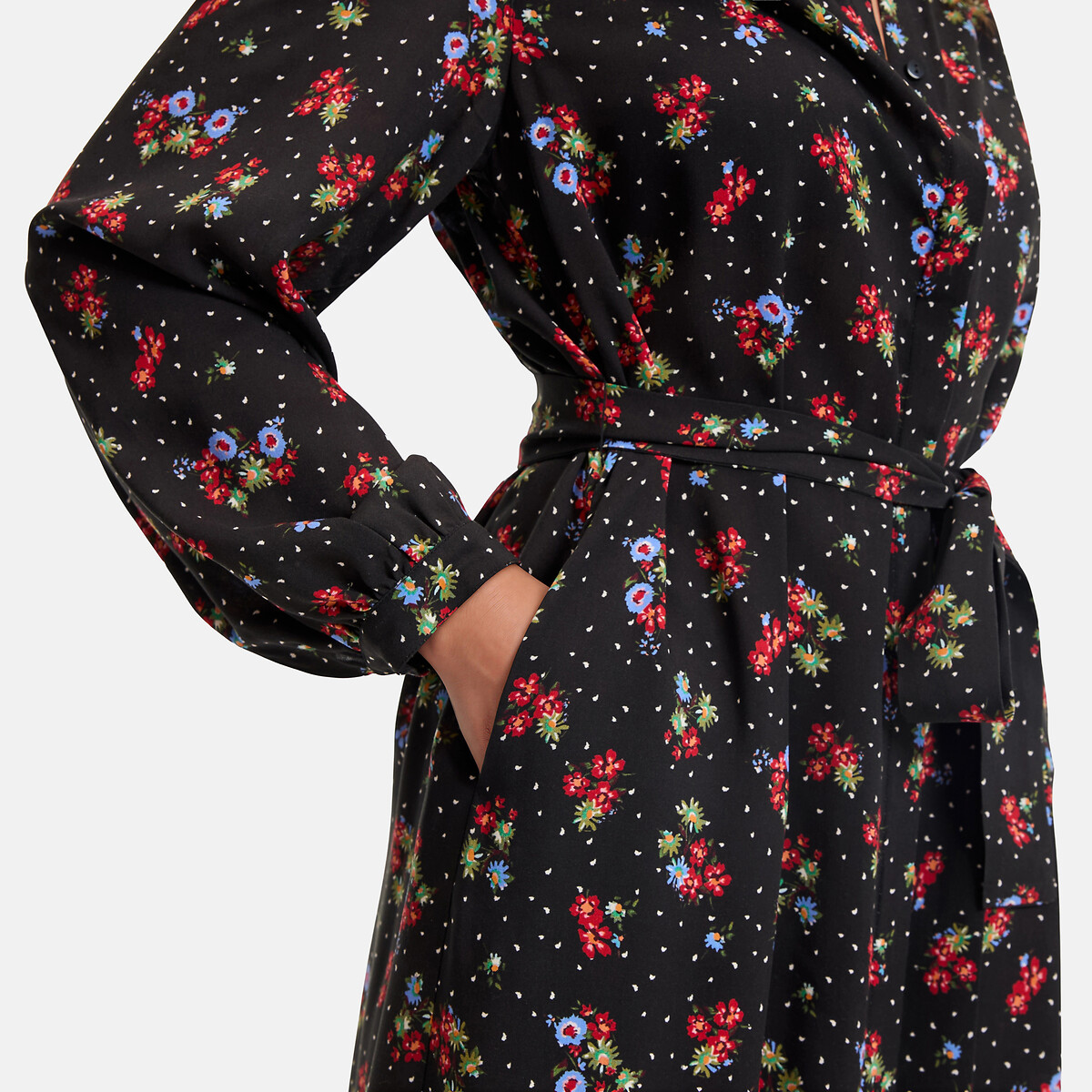 Abito lungo con stampa a fiori e maniche lunghe fantasia fiori, LA REDOUTE COLLECTIONS