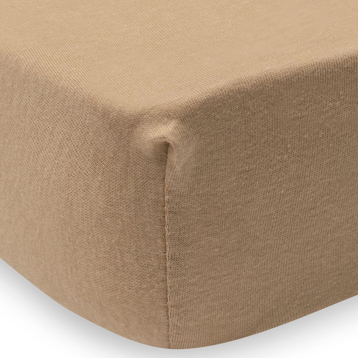 Lot de 2 draps housses en jersey marron, écru, JOLLEIN