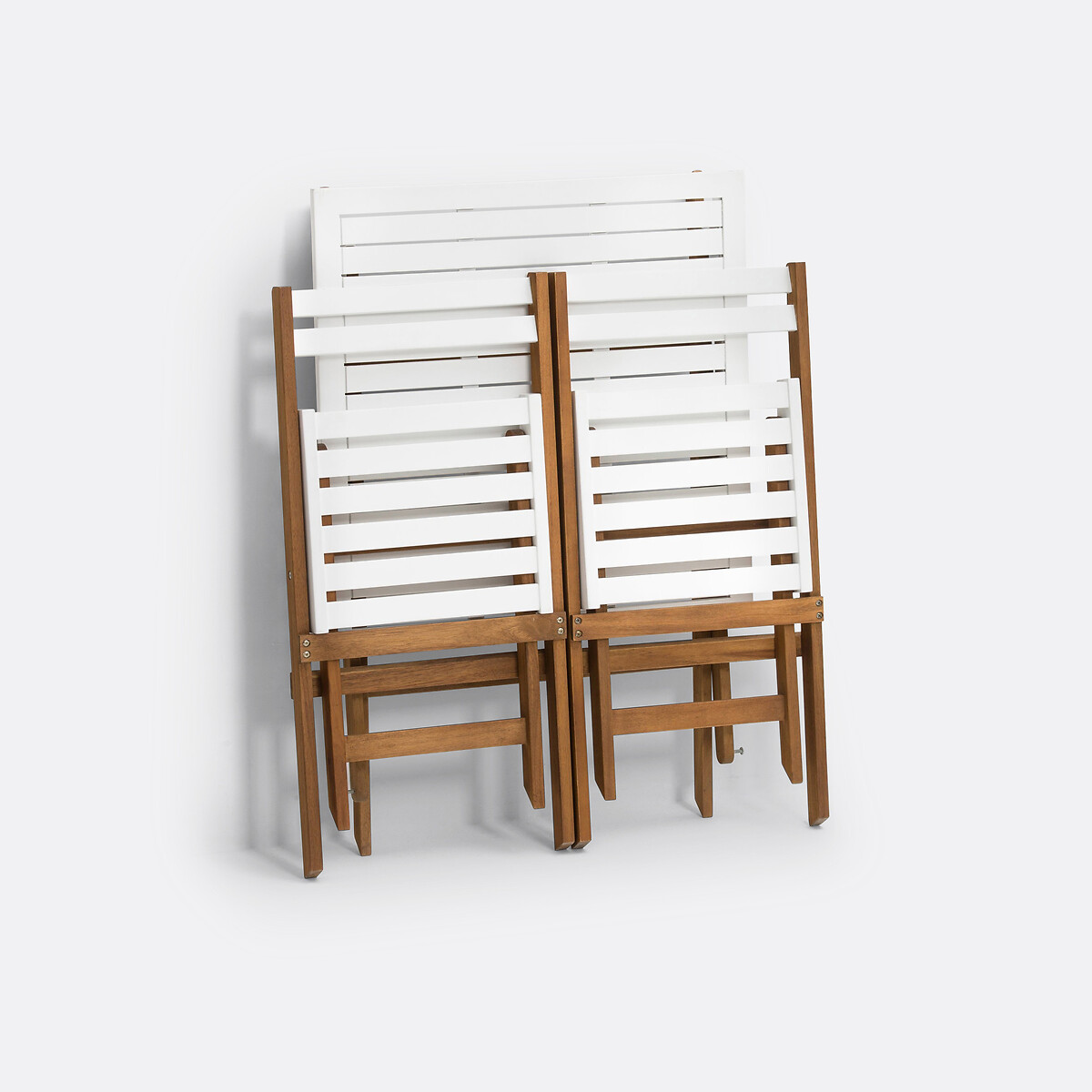 Set de jardin pliable, en acacia, 2 places, table carrée et 2 chaises, DUDENA blanc, LA REDOUTE INTERIEURS
