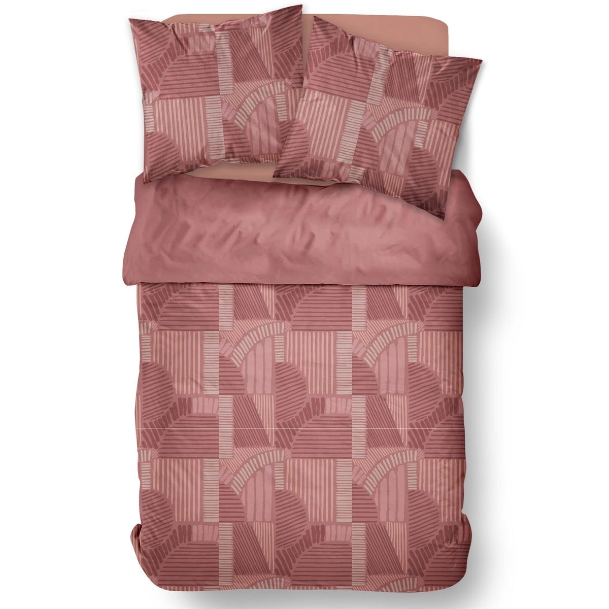 Parure de lit imprimé Graphique Coton SUNSHINE ROWAN rose, TODAY