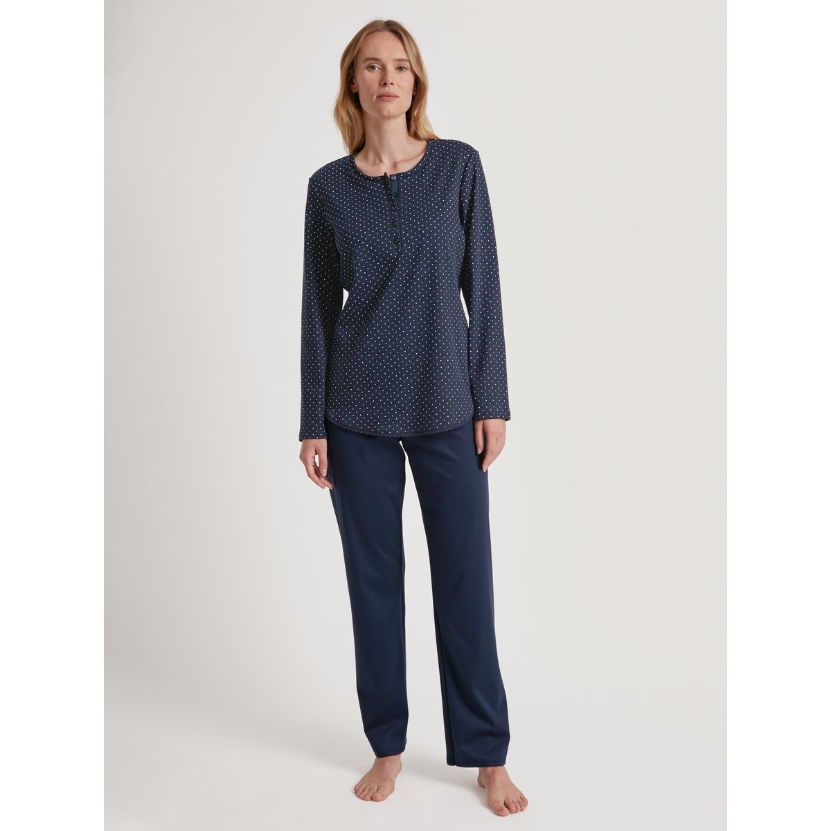 Pyjama manches longues Coton MIDNIGHT DREAMS bleu paon, CALIDA