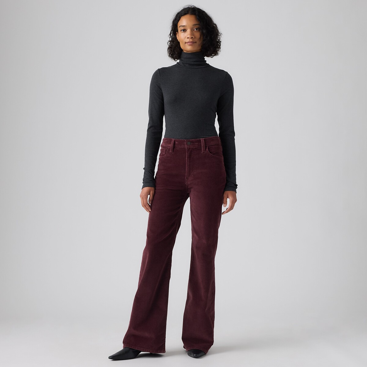 Pantalon Ribcage Flare en velours bordeaux, LEVI'S
