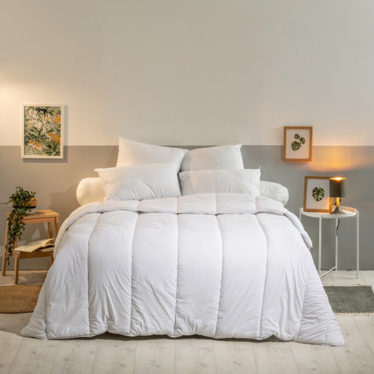Lot de 2 Oreillers Moelleux LAVABLE à 95° blanc, BLEU CALIN