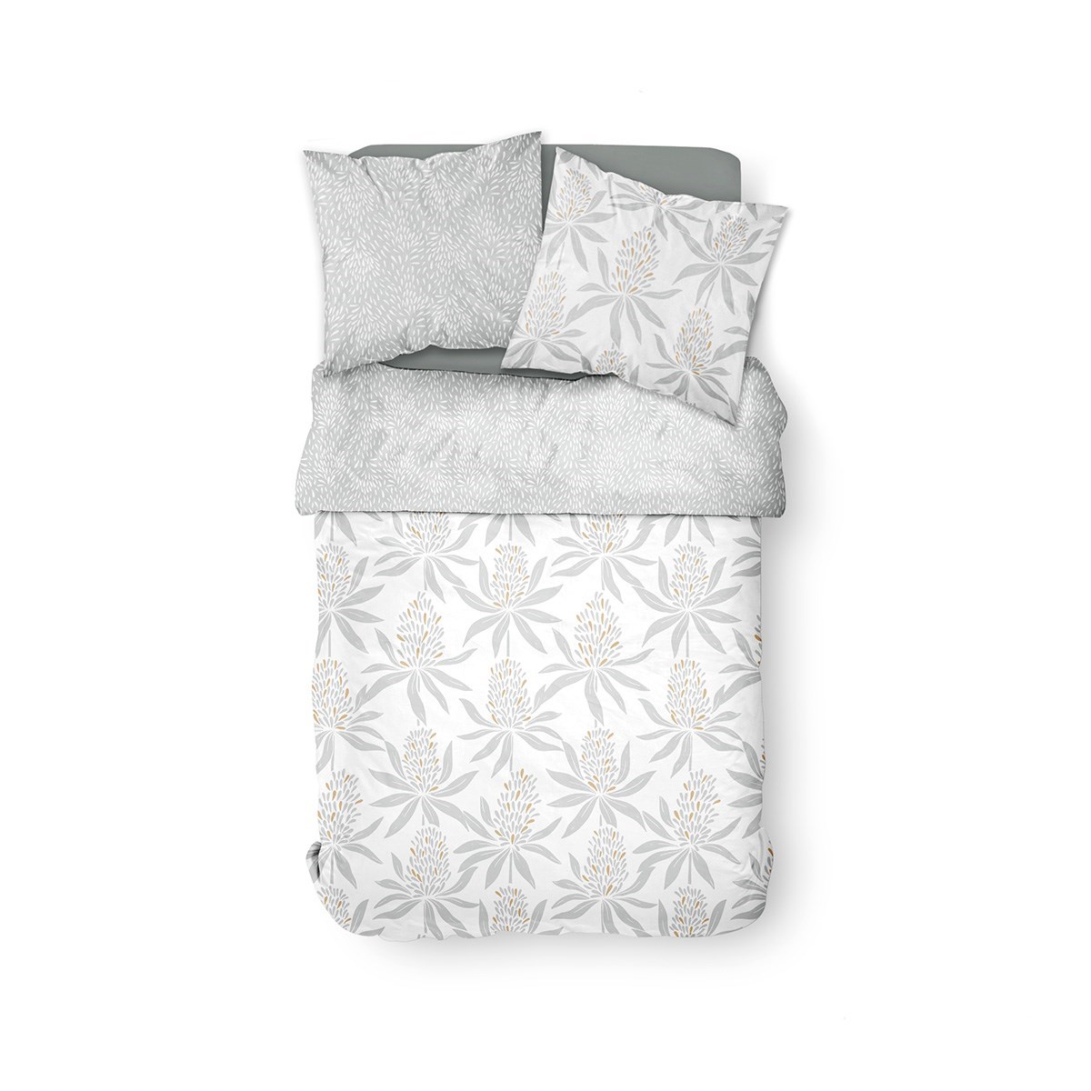 Parure de lit coton 2 personnes imprimé floral SUNSHINE blanc, TODAY