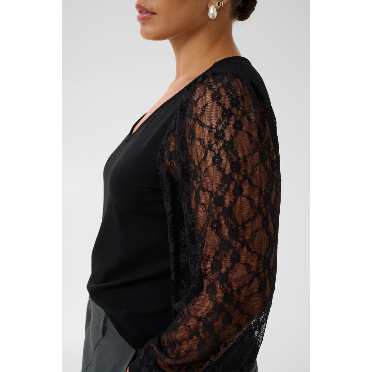 T-shirt à manches longues noir black, KAFFE CURVE