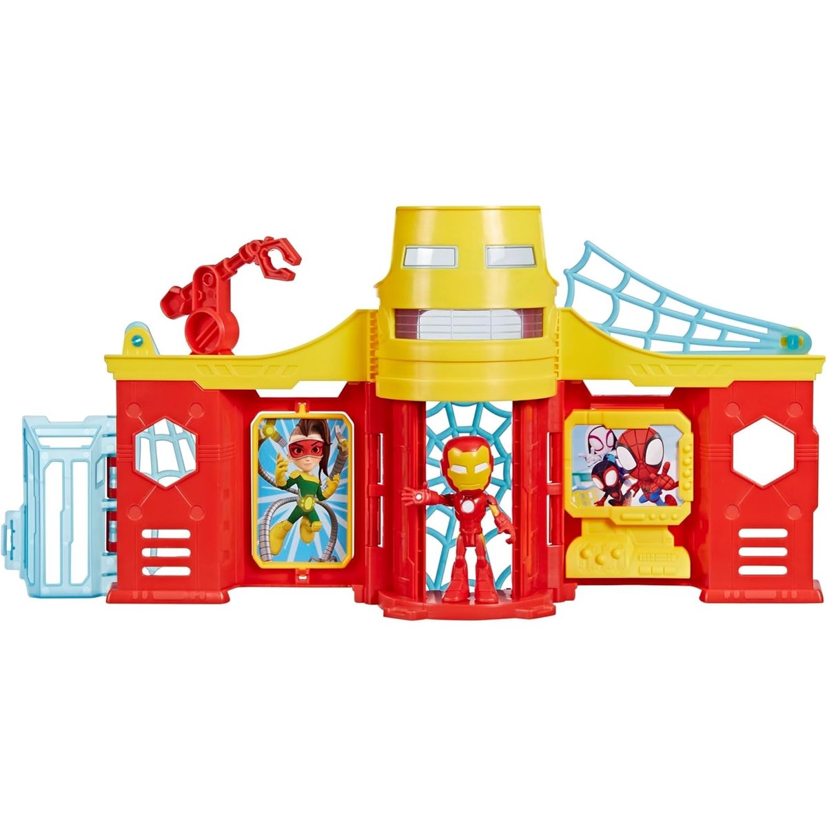 Marvel Spidey et ses amis extraordinaires, Coffret Tour Stark avec figurine Iron Man rouge, HASBRO