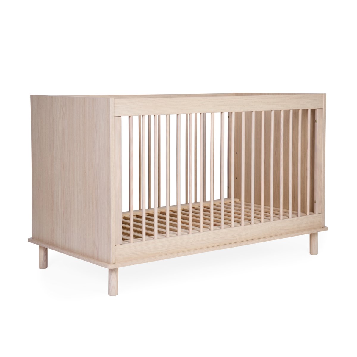 Lit bébé évolutif sommier à lattes hauteur réglage 70x140 cm naturel, CHILDHOME