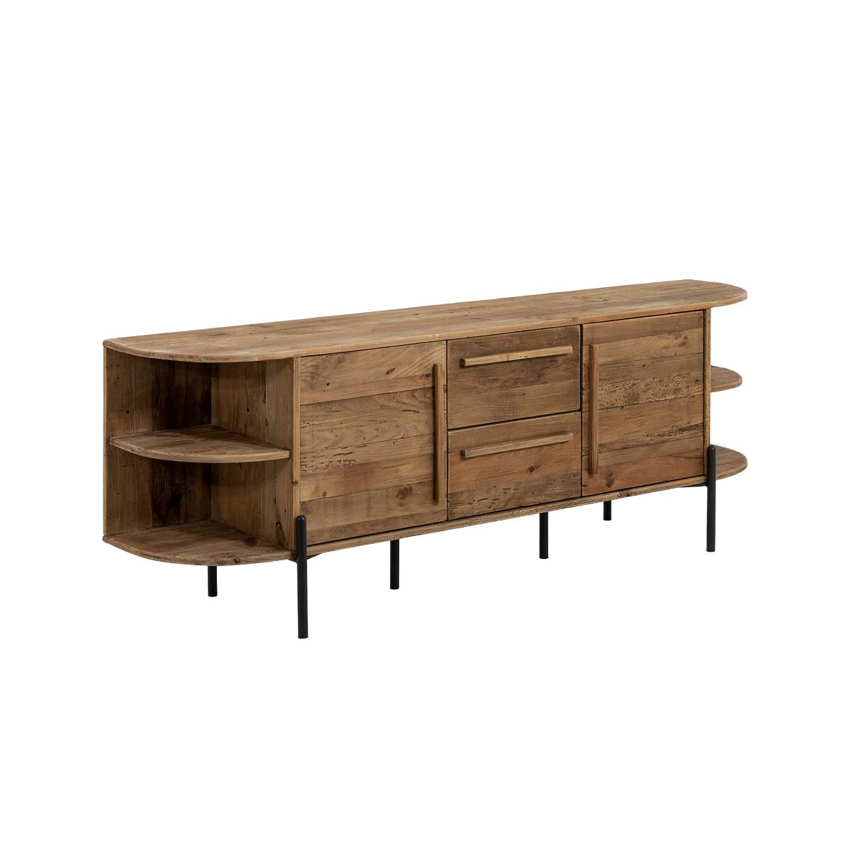Meuble TV en bois recyclé BLAISE bois foncé, MADE IN MEUBLES