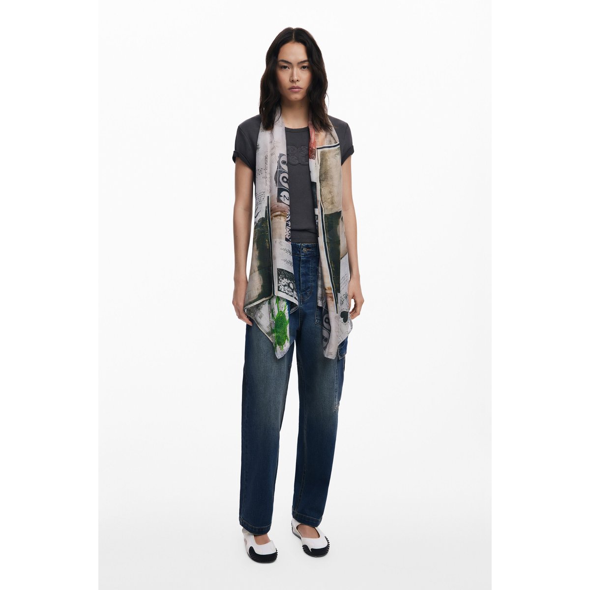 Foulard rectangulaire collage multicolore, DESIGUAL