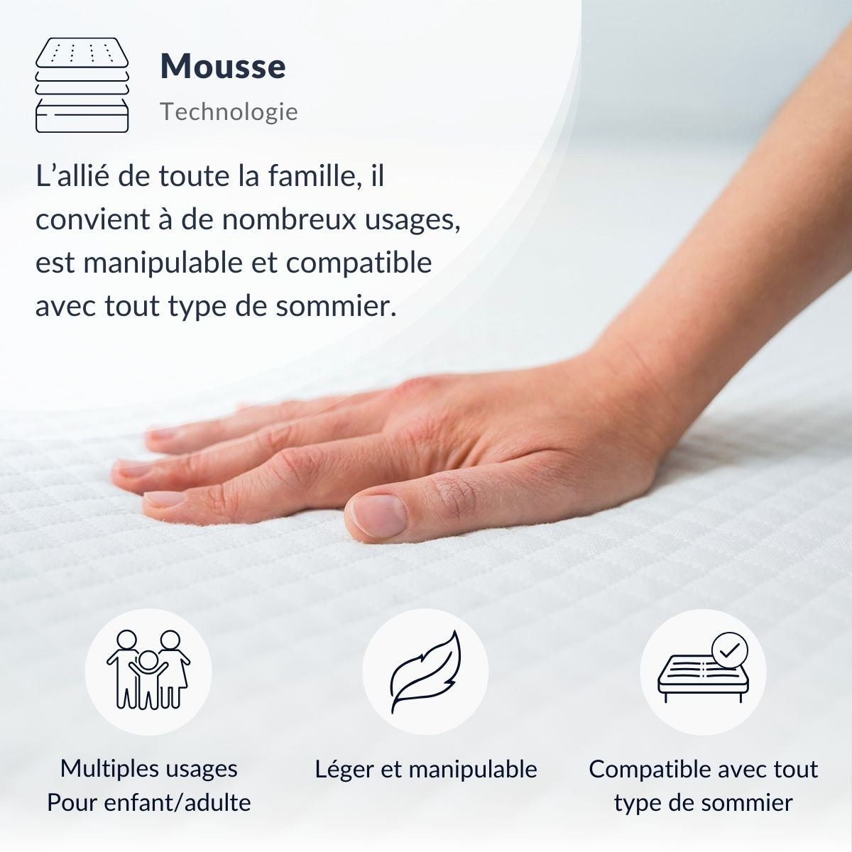Matelas Mousse 24 cm SYMPHONIE 2.0 - 160x200 cm beige, BELLECOUR