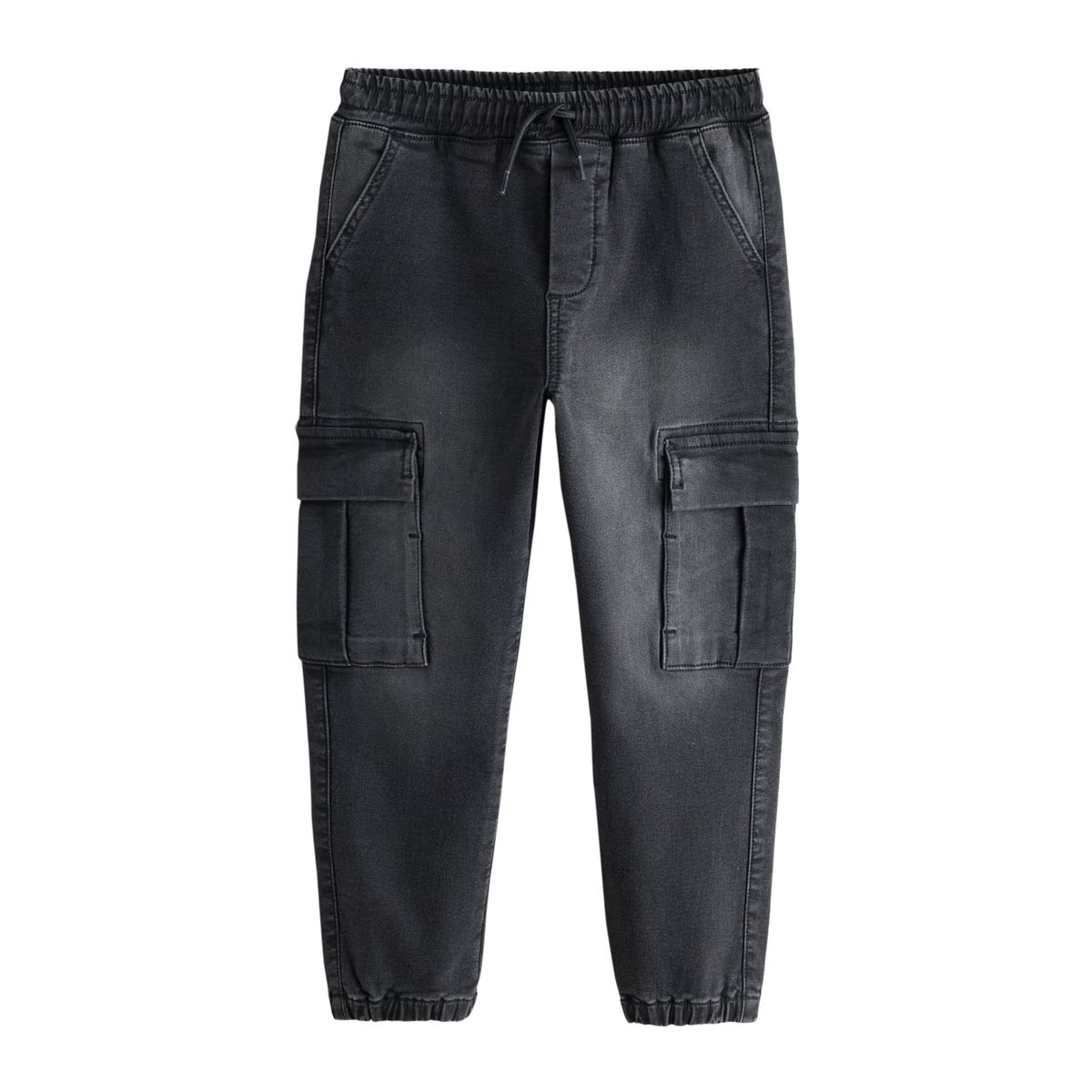 Jean cargo large avec taille élastique noir, NEXT