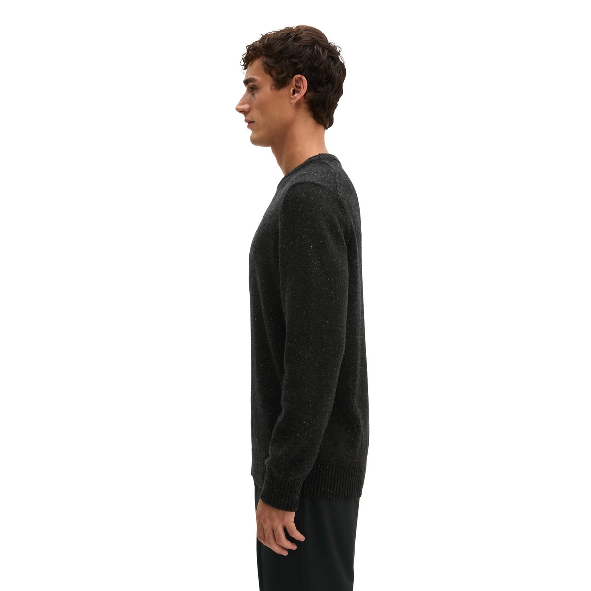 Pull-over regular en fil de tweed moucheté noir, MARC O'POLO
