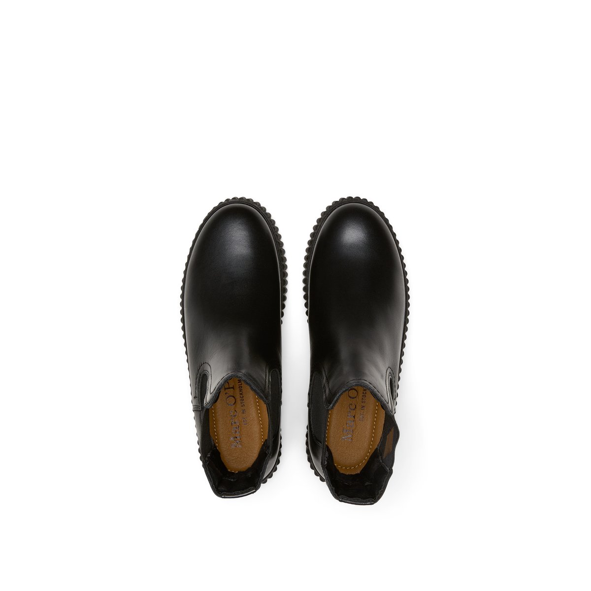 Bottines Chelsea modèle Bianca en cuir de vachette souple noir, MARC O'POLO
