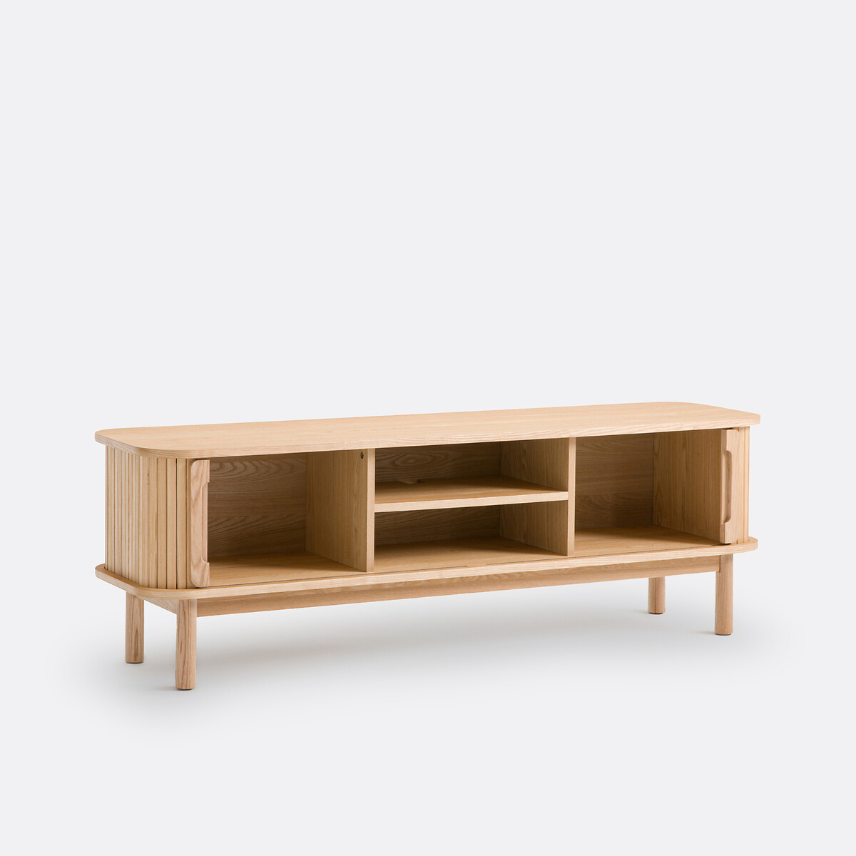 Meuble TV en frêne et plaqué, 2 portes coulissantes, largeur 160 cm, WAPONG naturel, LA REDOUTE INTERIEURS
