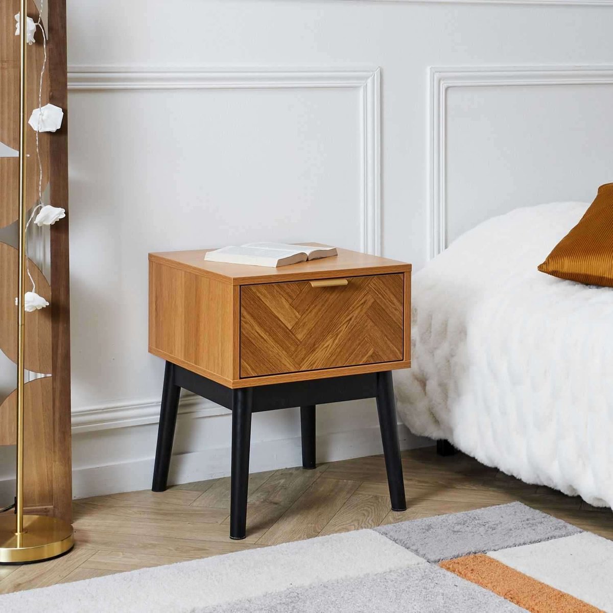 Table de chevet 1 tiroir en bois FELIX marron, THE HOME DECO FACTORY